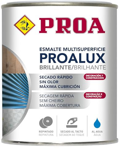 PROA PROALUX Esmalte al agua Multiadherente. Blanco. 4 L. Multisuperficie. Brillante