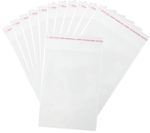 HURUC Clear Cellophane Wrap Bags A5 14.8x21cm 100 Pack Self Seal