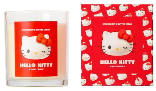 Hello Kitty Scented Candle, 135g, Strawberry & Butter Cream, 20 Hour Burn Time