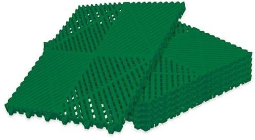 Klicktec Werkstatt-Boden, 6er Set 40x40cm, performance Klick-Fliesen – Garagen-Bodenbelag/Floor (Grün)
