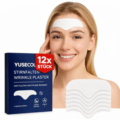 Zornesfalte Pflaster für die Nacht – Forehead Wrinkle Patches zur sichtbaren Glättung von Stirn – Faltenpflaster Gesicht gegen feine Linien – hautfreundliche Anti Falten Pflaster (12 Stück)