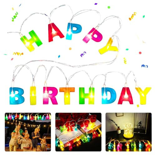 LED Lichterkette Happy Birthday, Happy Birthday Lights Lichterkette mit 13 LEDs, Buchstaben-Lichter-kette Geburtstag, für Weihnachten, Party, Geburtstag