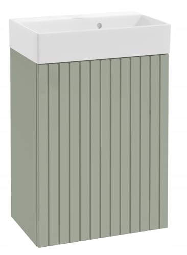 DomoDomo - Waschbecken mit Unterschrank 50x70 cm hängend eukalyptusgrün - Waschtisch mit Unterschrank modern für kleines Bad - Badezimmer Waschtisch mit Waschbecken - Waschbeckenunterschrank