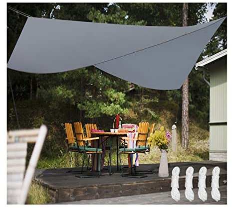 Wasserdichtes Sonnensegel für den Außenbereich, 300D Anti-UV-Oxford-Tuch, Baldachin für Garten, Terrasse, Carport, Pergola, strapazierfähig, grau, für den Sommer
