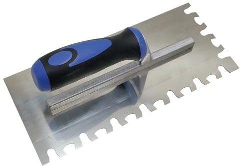 ZCHYTOOL Profi Edelstahl Glättekelle Zahnspachtel 28 x 12.5 cm | Sonderzähne,Rutschfestem Kunststoffgriff, Putzwerkzeug für Trockenbau, Maurerarbeiten, Renovierung Putz