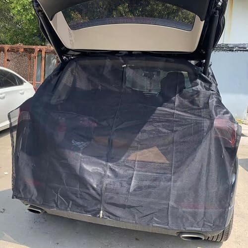 Gettimore Auto Heckklappe Moskitonetz Sonnenschutz für SUV MPV Van, Reißfestes Nylon Mesh Fliegengitter für Camping und Outdoor-Ausflüge, Schwarz, Größe L M