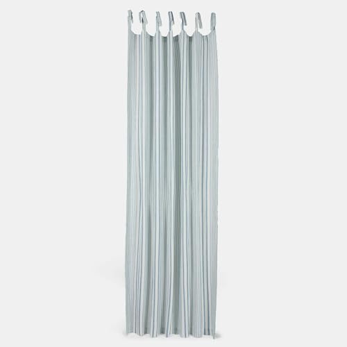 Loberon Gardine Freydaal - Halbtransparent - Natürlicher Fall - Klassische Streifen - mit Bindebändern - Vorhang - Baumwolle - Leinen, blau/Creme