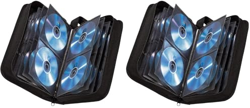 Hama CD Tasche für 80 Discs/CD/DVD/Blu-ray (Mappe zur Aufbewahrung, platzsparend für Auto und Zuhause, Transport-Hüllen) Schwarz (Packung mit 2)