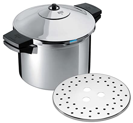 Kuhn Rikon Pressure Cooker Duromatic Inox 4L/22cm Food Steamer with Side Grips. Multi Cooker Hotpot with Auto Lock Lid. Stainless Steel Pot. Instant Cook Pot – 10 Year Kuhn Rikon Cookware Guarantee