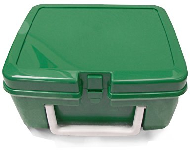 Lunchbox Green Plastic with White Handle
