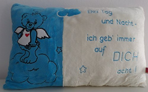 Kissen - Schutzengelkissen mit Spruch - Farbe: blau/weiß - 40 x 25 cm