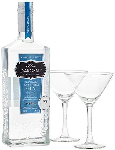 Bleu D'Argent Gin Geschenkset mit 2 Gläsern (1 x 0.7 l)