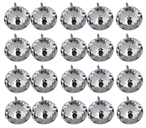 20pcs Crystal Upholstery Nails Tacks Studs Sofa Wall Decoration 0.79 x 1.3inch