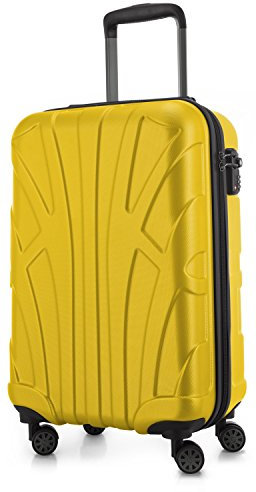 suitline - Handgepäck Hartschalen-Koffer Koffer Trolley Rollkoffer Reisekoffer, TSA, 55 cm, ca. 34 Liter, 100% ABS Matt, Gelb
