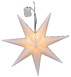 Stern Weihnachtsstern 12 LED ? 60cm weiß rot batteriebetrieben innen außen Timer (Weiß)