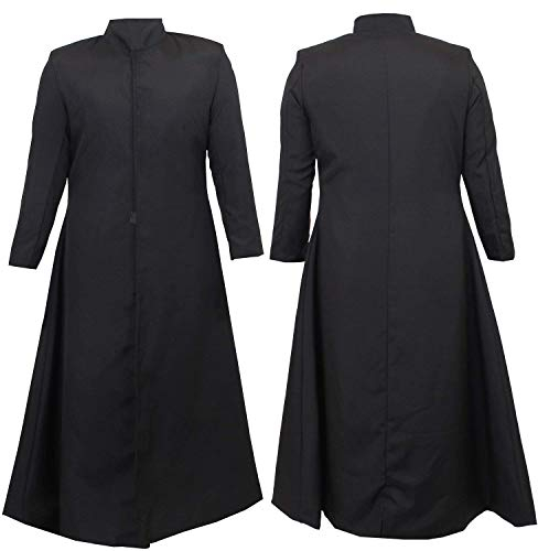 Adults Long Black Coat Fancy Dress Costume - Black Duster Jacket For Fancy Dress - X-Large Size