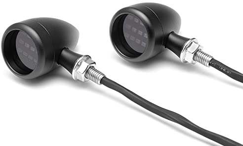 Motorbike Rear LED Indicators | Integrated Turn Signals with Stop and Taillight | Billet Aluminium Classic Bullet Style to suit Custom | Cafe Racer | Bobber | Chopper – High Intensity and Bright