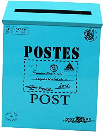 LOVIVER Stil Briefkasten Postkasten Mailbox Zeitungsbox, Blau