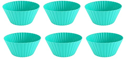 GMMH Cupcake Muffin Silikon Backform 6 Stück XXL (Türkis) 14 cm Durchmesser oben, Silikonbackform Muffins und Minikuchen, Muffin Kuchen Muffinform Kuchenform