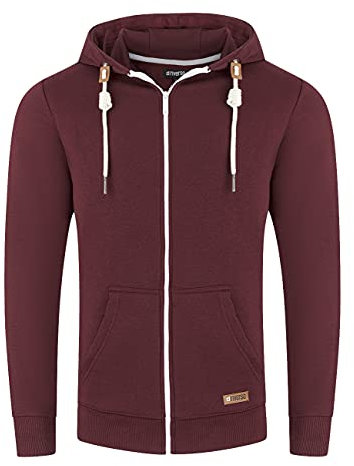 riverso Sweatjacke Herren mit Kapuze Reißverschluss Regular Fit RIVThilo Kapuzenjacke Rot L, Größe:L, Farbe:Port Red