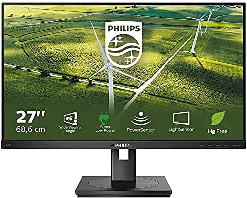 Philips 272B1G - 27 Zoll FHD Green Monitor, höhenverstellbar (1920x1080, 75 Hz, VGA, DVI, HDMI, DisplayPort, USB Hub) schwarz