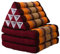 Fine Asianliving Thaikissen Dreieckskissen 3 Auflagen Kapokfüllung 50x175x8cm Burgunderrot Orange Thai Kissen Meditation Matte Matratze Kapok 301-A05