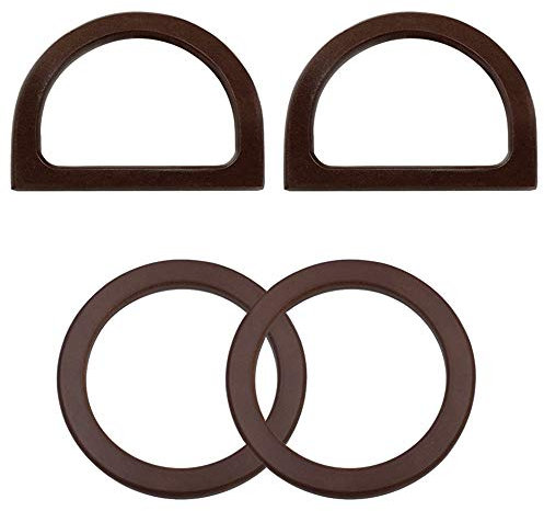 Zasiene Taschengriffe Holz 4 Stück Holztasche Griff Taschengriffe Runde Holzgriffe und D-Form Ersatz Henkel für Taschen Taschengriff Holz Bag Handle für DIY Taschenherstellung Zubehör(2 Stile)