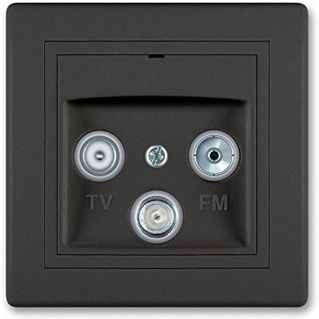 ALING-CONEL | PRESTIGE-Line | Unterputz-TV/RF/SAT Antennendose | Abschlussdose mit drei Ausgängen | für Installationsdose ø 60mm | 10AX/250V~ | inkl.Rahmen (komplett) | Schwarz Soft Touch
