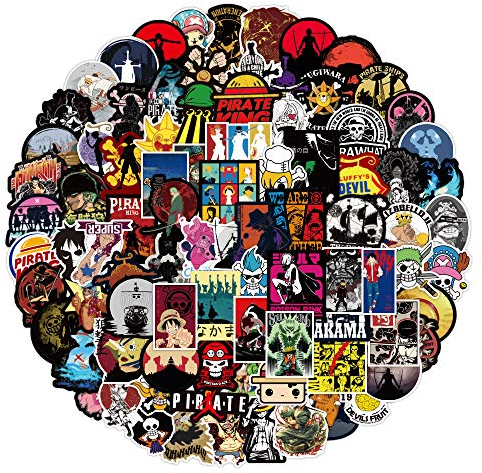 One Piece Sticker Pack 100 Stück, Vinyl-Aufkleber für Wasserflaschen, Laptop, Skateboard, Notebook, Geschenk für Erwachsene, Kinder, Teenager
