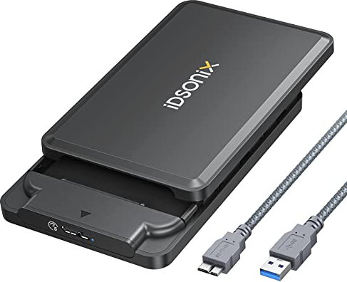 iDsonix 2.5 inch Hard Drive Enclosure,Tool-free External USB 3.2 Gen 1 to SATA III HDD Caddy for SSD3.0 HDD, 2.5 inch SATA HDD Support UASP & 4TB(Max) Drives