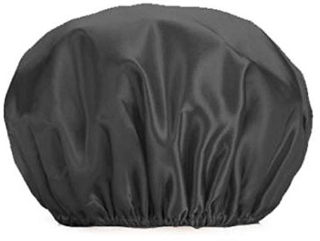 Shower Caps, Waterproof Shower Cap for Women Reusable Shower Hat Bath Caps with Elastic Band (Black)