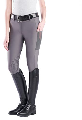 SmartPak Piper Fusion Reithose Kniebesatz, Dunkelgrau, Groß