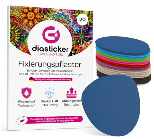 Diasticker - FreeStyle Libre 3/3 Plus & Dexcom G7 Overpatch Fixierpflaster (20 Stück, Mix) - Extra starker Halt für deinen Sensor, wasserfest & hypoallergen