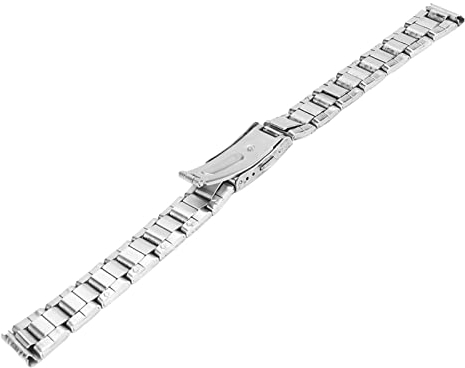 LEYT Metall-Uhrenarmband, Silberfarbenes, Sicheres, Längenverstellbares Edelstahl-Armband mit Doppelknopf für Damen (20mm)