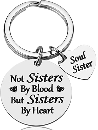 Freundschafts Geschenke für Mädchen/Frauen - Not Sister By Blood, But Sister By Heart Schlüsselanhänger, Geschenk für Beste Freundin, Teenager, Geburtstag, Schmuck