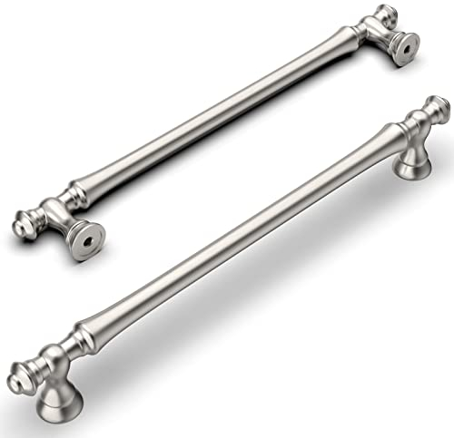 Amerdeco 10 Stück Möbelgriffe Gebürsteter Nickel, 192mm Lochabstand, Zinklegierung Schubladengriffe & Schrankgriffe für Küchenschränke & Kleiderschränke UK0017