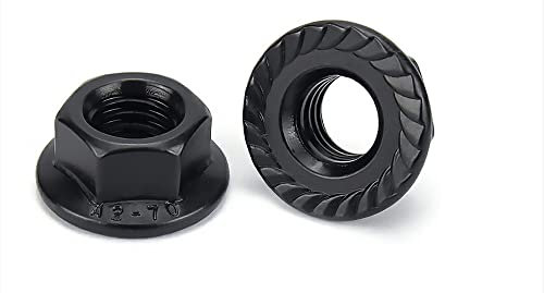 OLSSCMLO 20 dadi flangiati in acciaio inox 304 M6 con flangia seghettata, dado di bloccaggio esagonale, ossido nero