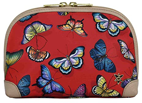 Anuschka Wanderlust Kollektion - Kosmetiktasche - Stoff-Kosmetiktäschchen für Damen - Butterfly Heaven Ruby