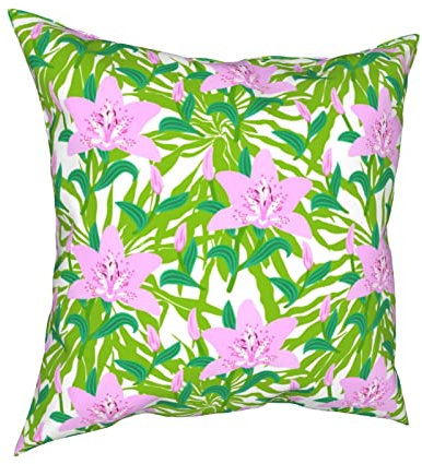 Dekokissen Kissenbezüge Mit Tropischem Big Pink Quadrat Kissenhülle Weiche Sofa Dekoratives Kissenbezüge Moderne Rechteckigen Kissenbezug, Für Garten, Sofa, 45x45cm