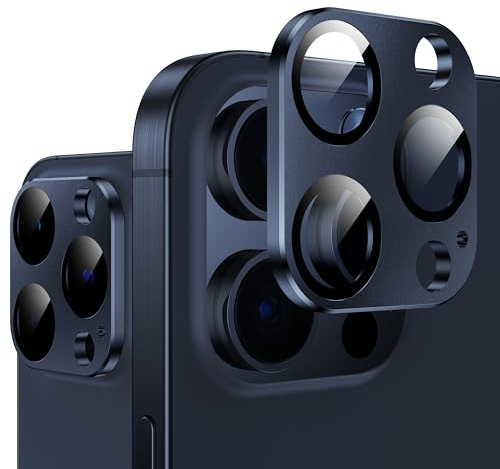 WSKEN für iPhone 15 Pro Max/iPhone 15 Pro Kameraschutz, Matte Einteiliger Aluminiumlegierung Glas Kamera schutz Kratzfestes Cover Zubehör Blue Titanium