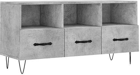 vidaXL TV Schrank, Fernsehschrank mit 3 Schubladen, Fernsehtisch für Wohnzimmer, Lowboard Sideboard TV Ständer TV Gerät, Betongrau Holzwerkstoff