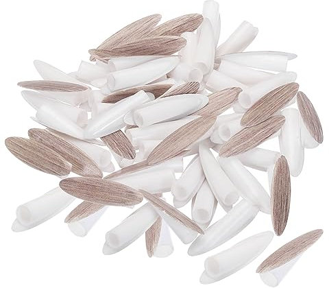 QUARKZMAN 9mm Plastica Tasca Foro Tappi,Legno Tappi Coperchi Inclinazione Foro Cappucci per Tasca Foro Diagonale Lavoro Attrezzo Accessori,Scuro Marrone Bianco 100pz