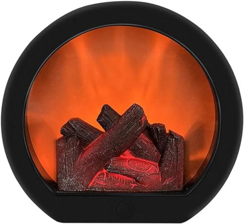 Kcolic Electric Fireplace with LED Flame Effect, Battery Powered Lamp Electric Fires Free Standing, Fire Place, Electric Log Burner, Home Decor B