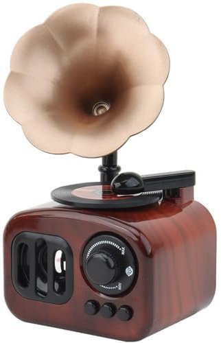 Leadigol Retro Gramophone Music Box, Vintage Music Box, Miniature Phonograph Shape Music Box Figurines Home Desktop Decoration Phonograph Props(Vintage Brown)