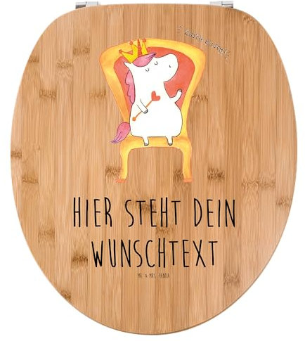 Mr. & Mrs. Panda Personalisierter Klodeckel Einhorn König - Personalisierte Geschenke, Klobrille, Toilettendeckel, Mit Namen, Krone, Präsident, Unicorn, Spruch, Kaiser, Herrscher, WC-Sitz