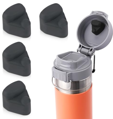 4pcs Replacement Stopper Compatible with Stanley Quick FILP GO 24 oz 36 oz, Water Bottle Top LidSeal Cup Bottle Cap Leak Proof Silicone Stopper Gasket Accessories（Black）