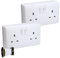 SH|P® CONVEX Range White 13A Electrical 2 Gang Switched Wall Socket and 25mm Surface Mount Pattress Box (2 Gang Socket + Back Box (2 Pack))