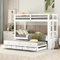 Ctastay Letto a Castello 90x200, Letto Estraibile 90x180 Letto per Bambini, Casa Letto per Ragazze e Ragazzi, Struttura Doghe in Legno con Scala e 3 Cassetti,Bianca，senza Materasso.