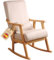 HOME DESIGN & CONFORT Schaukelstuhl, Modell Paris mit Geschenkkissen, Schaukelstuhl, spezielle Stillschaukel, fleckenabweisend, massives Buchenholz (beige/natur)
