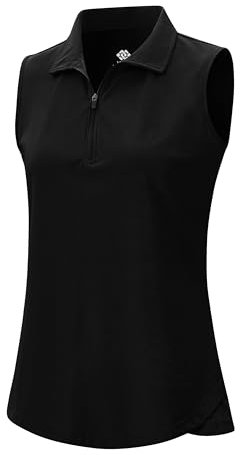 AjezMax Polo Donna Senza Maniche Cerniera 1/4 Golf Poloshirt Eleganti Lavoro Camicia Traspirante Sport Canotte